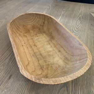 Rustic Primitive Wooden Dough Bowl Farmhouse Country Style Decorative Accent